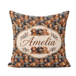 Custom Name Brown and Black Puppy Dogs Painterly Style Seamless Square Filled Cushion Throw Pillow Sofa Bed Home Decor Zip Washable UK Made