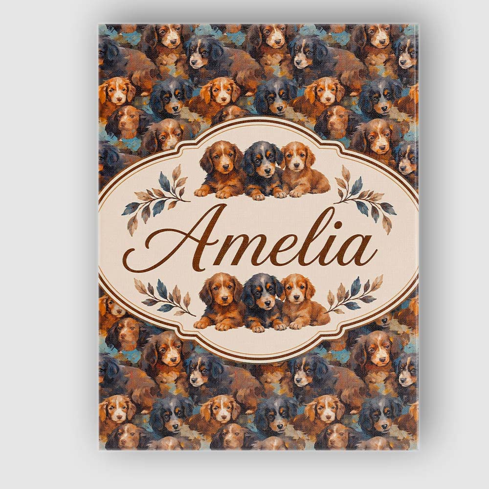 Personalised Name Cute Brown and Black Custom  Modern Room Accent Elegant Feature Canvas Wall Art Print Decor Picture Ready to Hang