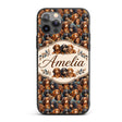 Cute Brown and Black Puppy Dogs Painterly Style Custom Name Protective Phone Case Mobile Cover Durable Everyday Smartphone Shock Resistant