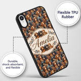 Cute Brown and Black Puppy Dogs Painterly Style Custom Name Protective Phone Case Mobile Cover Durable Everyday Smartphone Shock Resistant