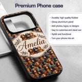 Cute Brown and Black Puppy Dogs Painterly Style Custom Name Protective Phone Case Mobile Cover Durable Everyday Smartphone Shock Resistant