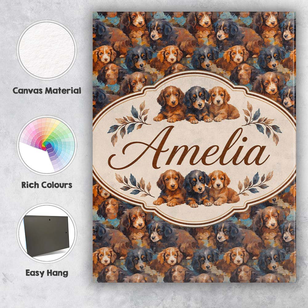 Personalised Name Cute Brown and Black Custom  Modern Room Accent Elegant Feature Canvas Wall Art Print Decor Picture Ready to Hang