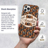 Cute Brown and Black Puppy Dogs Painterly Style Custom Name Protective Phone Case Mobile Cover Durable Everyday Smartphone Shock Resistant