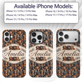 Cute Brown and Black Puppy Dogs Painterly Style Custom Name Protective Phone Case Mobile Cover Durable Everyday Smartphone Shock Resistant