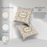 Custom Name Cute Mixed Breed Dog Portraits on White Pattern Name Square Filled Cushion Throw Pillow Sofa Bed Home Decor Zip Washable UK Made