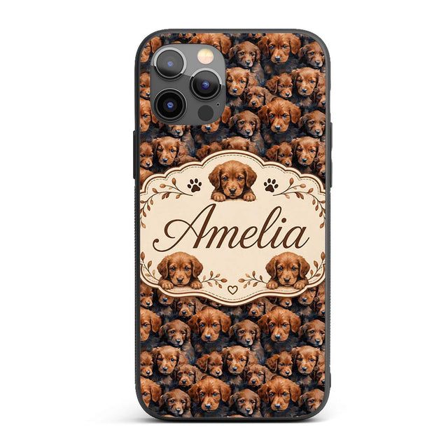 Realistic Golden Brown Puppy Dogs Printed Design Custom Name Protective Phone Case Mobile Cover Durable Everyday Smartphone Shock Resistant