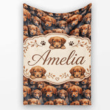 Realistic Golden Brown Puppy Dogs Close Up Seamless Pattern Name  Personalised Custom Name Super Soft Fleece Blanket Bed Sofa Throw