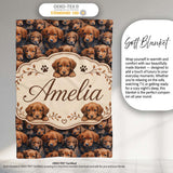 Realistic Golden Brown Puppy Dogs Close Up Seamless Pattern Name  Personalised Custom Name Super Soft Fleece Blanket Bed Sofa Throw