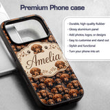 Realistic Golden Brown Puppy Dogs Printed Design Custom Name Protective Phone Case Mobile Cover Durable Everyday Smartphone Shock Resistant