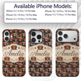 Realistic Golden Brown Puppy Dogs Printed Design Custom Name Protective Phone Case Mobile Cover Durable Everyday Smartphone Shock Resistant