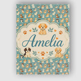 Personalised Name Cute Cartoon Puppy Dogs Custom  Unique Gift Idea Elegant Feature Canvas Wall Art Print Decor Picture Ready to Hang