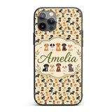 Cute Mixed Breed Puppy Dogs on Beige Background Custom Name Protective Phone Case Mobile Cover Durable Everyday Smartphone Shock Resistant