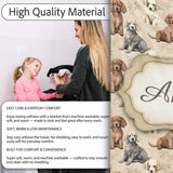 Cute Realistic Puppy Dogs on Neutral Floral Background Seamless  Personalised Custom Name Super Soft Fleece Blanket Bed Sofa Throw