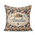 Custom Name Realistic Golden Retriever Puppies Close Up Seamless Square Filled Cushion Throw Pillow Sofa Bed Home Decor Zip Washable UK Made