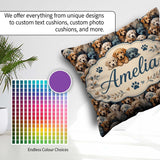 Custom Name Realistic Golden Retriever Puppies Close Up Seamless Square Filled Cushion Throw Pillow Sofa Bed Home Decor Zip Washable UK Made