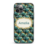Geometric Rhino Animals Abstract Style Seamless Custom Name Protective Phone Case Mobile Cover Durable Everyday Smartphone Shock Resistant