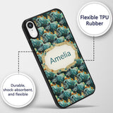Geometric Rhino Animals Abstract Style Seamless Custom Name Protective Phone Case Mobile Cover Durable Everyday Smartphone Shock Resistant