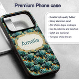 Geometric Rhino Animals Abstract Style Seamless Custom Name Protective Phone Case Mobile Cover Durable Everyday Smartphone Shock Resistant