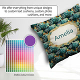 Custom Name Geometric Rhino Animals Abstract Style Seamless Name Square Filled Cushion Throw Pillow Sofa Bed Home Decor Zip Washable UK Made