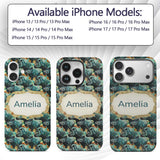Geometric Rhino Animals Abstract Style Seamless Custom Name Protective Phone Case Mobile Cover Durable Everyday Smartphone Shock Resistant