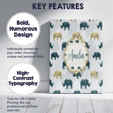 Personalised Name Stylized Rhino Silhouettes Custom Bespoke  Contemporary Display Canvas Wall Art Print Decor Picture Ready to Hang