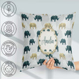 Custom Name Stylized Rhino Silhouettes in Neutral Tones Seamless Square Filled Cushion Throw Pillow Sofa Bed Home Decor Zip Washable UK Made