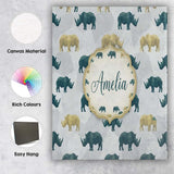 Personalised Name Stylized Rhino Silhouettes Custom Bespoke  Contemporary Display Canvas Wall Art Print Decor Picture Ready to Hang