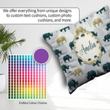 Custom Name Stylized Rhino Silhouettes in Neutral Tones Seamless Square Filled Cushion Throw Pillow Sofa Bed Home Decor Zip Washable UK Made