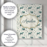 Personalised Name Cute Rhino with Minimal Custom  Unique Gift Idea Elegant Feature Canvas Wall Art Print Decor Picture Ready to Hang