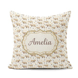 Custom Name Simple Beige Rhino Geometric Shapes Seamless Pattern Square Filled Cushion Throw Pillow Sofa Bed Home Decor Zip Washable UK Made