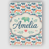 Personalised Name Colorful Geometric Rhino Custom  Unique Gift Idea Elegant Feature Canvas Wall Art Print Decor Picture Ready to Hang