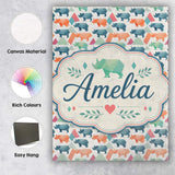 Personalised Name Colorful Geometric Rhino Custom  Unique Gift Idea Elegant Feature Canvas Wall Art Print Decor Picture Ready to Hang