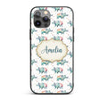 Pastel Watercolor Rhino with Colorful Triangle Custom Name Protective Phone Case Mobile Cover Durable Everyday Smartphone Shock Resistant