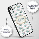 Pastel Watercolor Rhino with Colorful Triangle Custom Name Protective Phone Case Mobile Cover Durable Everyday Smartphone Shock Resistant