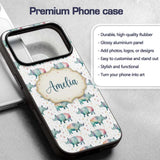 Pastel Watercolor Rhino with Colorful Triangle Custom Name Protective Phone Case Mobile Cover Durable Everyday Smartphone Shock Resistant