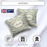 Custom Name Elegant Beige Rhino with Botanical Elements Seamless Square Filled Cushion Throw Pillow Sofa Bed Home Decor Zip Washable UK Made