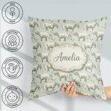 Custom Name Elegant Beige Rhino with Botanical Elements Seamless Square Filled Cushion Throw Pillow Sofa Bed Home Decor Zip Washable UK Made