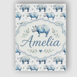 Personalised Name Soft Blue Watercolor Custom  Modern Room Accent Elegant Feature Canvas Wall Art Print Decor Picture Ready to Hang