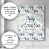 Personalised Name Soft Blue Watercolor Custom  Modern Room Accent Elegant Feature Canvas Wall Art Print Decor Picture Ready to Hang