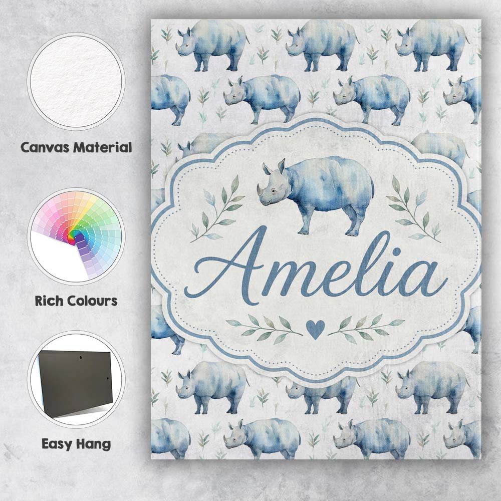 Personalised Name Soft Blue Watercolor Custom  Modern Room Accent Elegant Feature Canvas Wall Art Print Decor Picture Ready to Hang