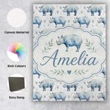 Personalised Name Soft Blue Watercolor Custom  Modern Room Accent Elegant Feature Canvas Wall Art Print Decor Picture Ready to Hang