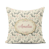 Custom Name Classic Rhino Sketch with Rose Details Seamless Name Square Filled Cushion Throw Pillow Sofa Bed Home Decor Zip Washable UK Made