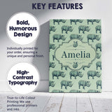 Personalised Name Detailed Engraved Rhino Custom  Unique Gift Idea Elegant Feature Canvas Wall Art Print Decor Picture Ready to Hang
