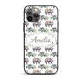 Colorful Watercolor Rhino with Printed Design Custom Name Protective Phone Case Mobile Cover Durable Everyday Smartphone Shock Resistant