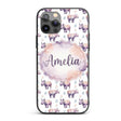 Pastel Purple Watercolor Rhino with Soft Diamond Custom Name Protective Phone Case Mobile Cover Durable Everyday Smartphone Shock Resistant