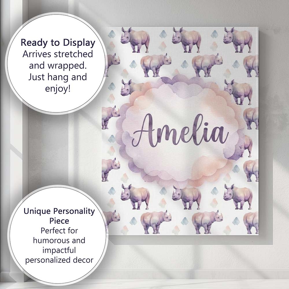 Personalised Name Pastel Purple Watercolor Custom  Unique Gift Idea Elegant Feature Canvas Wall Art Print Decor Picture Ready to Hang