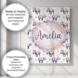 Personalised Name Pastel Purple Watercolor Custom  Unique Gift Idea Elegant Feature Canvas Wall Art Print Decor Picture Ready to Hang