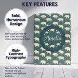 Personalised Name Minimal Beige Rhino Custom Modern Room Accent Creative Decorator Style Canvas Wall Art Print Decor Picture Ready to Hang