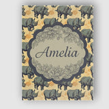Personalised Name Dark Rhino with Floral Custom  Unique Gift Idea Elegant Feature Canvas Wall Art Print Decor Picture Ready to Hang