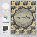 Personalised Name Dark Rhino with Floral Custom  Unique Gift Idea Elegant Feature Canvas Wall Art Print Decor Picture Ready to Hang